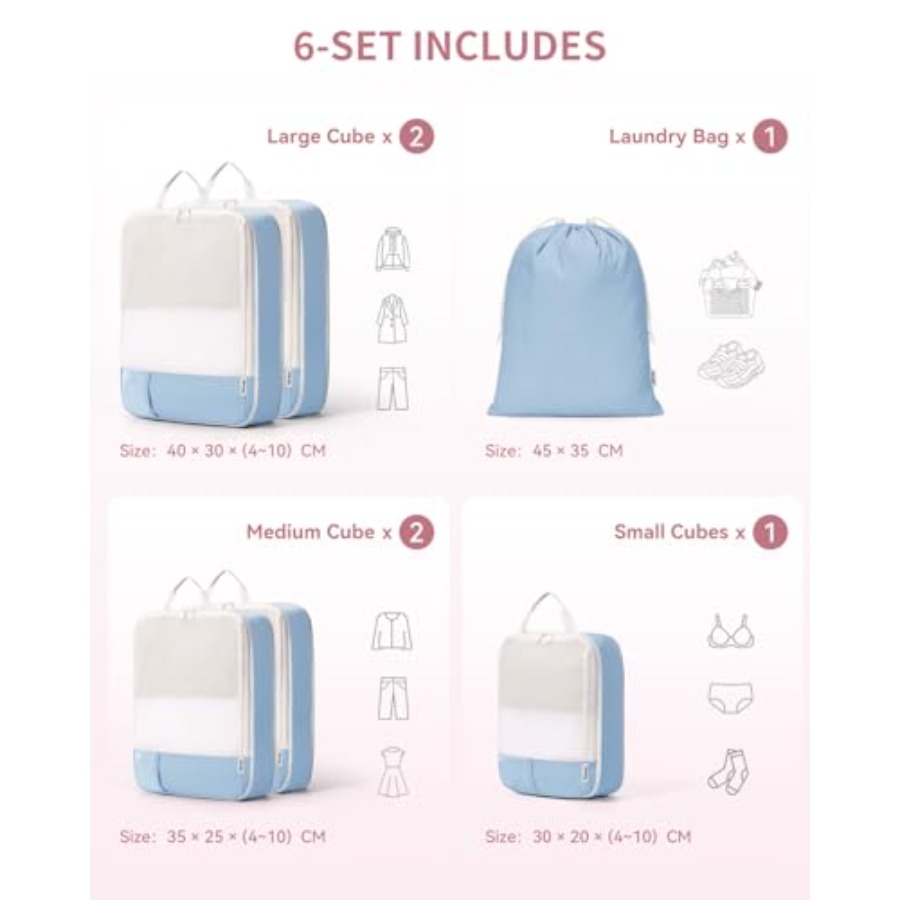 6 Set Compression Packing Cube - Women'S Bag recension och pris