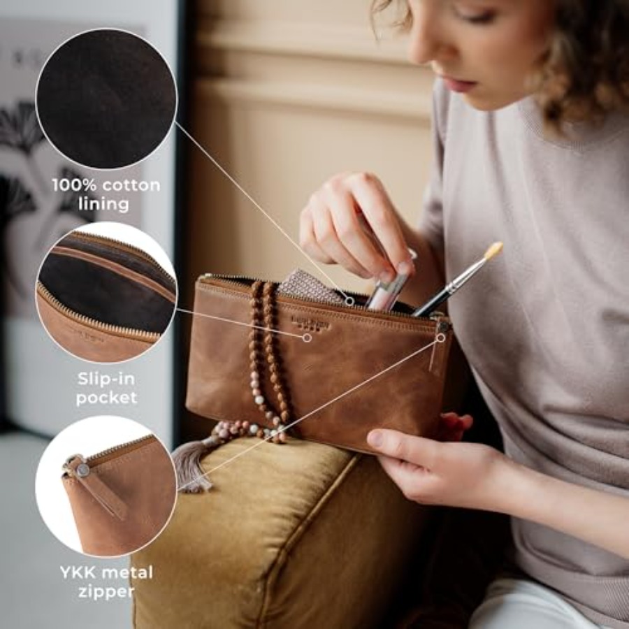 Vintage Genuine Leather Makeup - Women'S Bag recension och pris