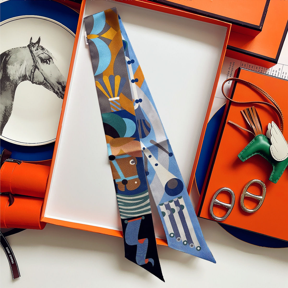 Colorful Horse Print Scarf Lon - Women Bags Polene recension och pris