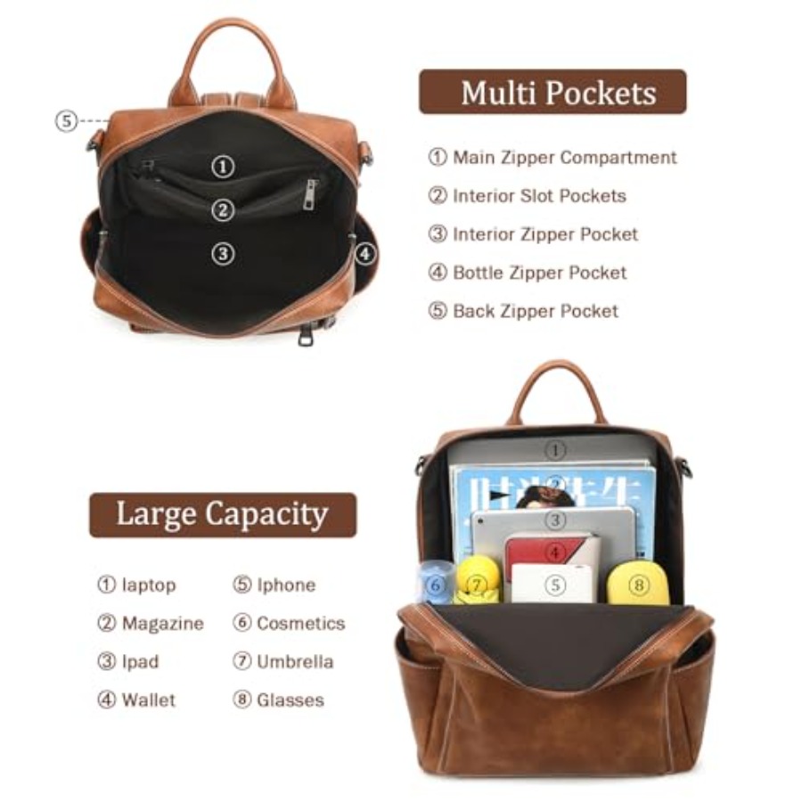 Leather Backpack Purse for Wom - Women'S Work Bags Designer recension och pris